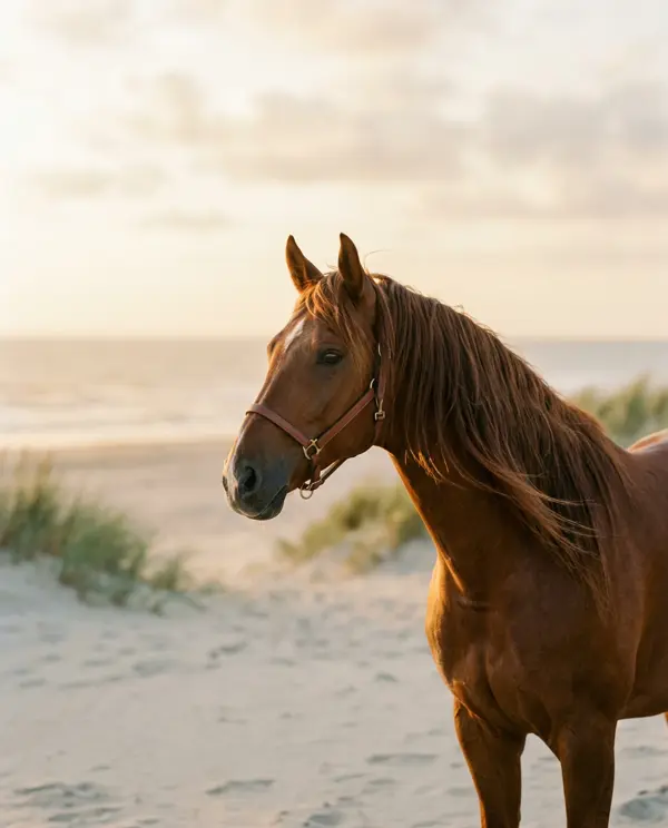 Sương, a chestnut horse